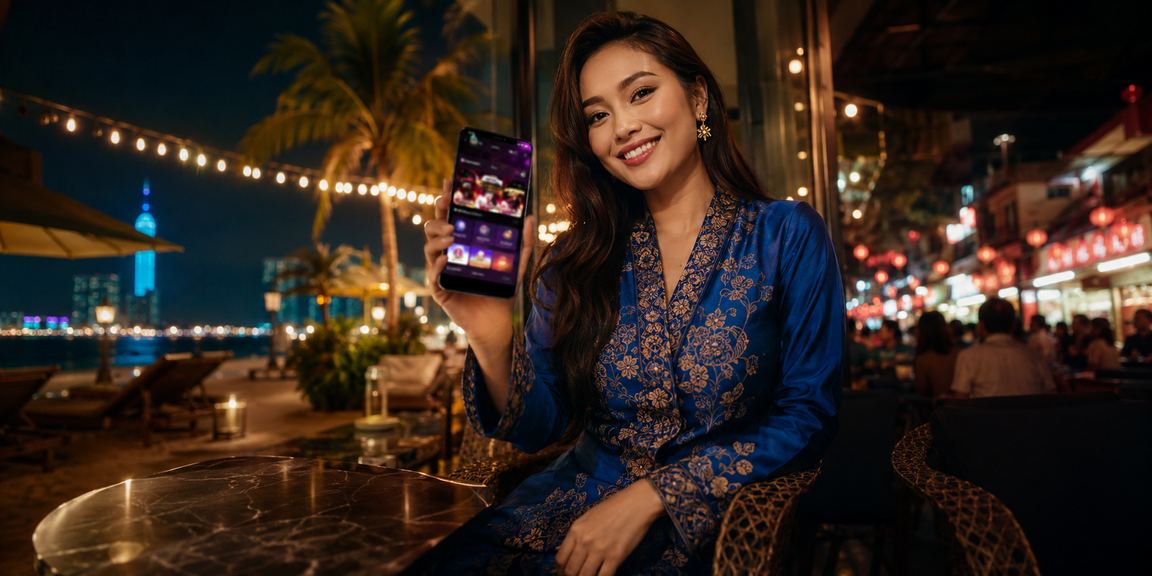 Pemain kasino mudah alih Kuala Lumpur dalam baju kurung mengakses danatoto